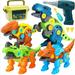 4 Pcs Take Apart Dinosaur Toys Electric Screwing Dinosaur Combination DIY Assemble Construction Building Boy Toys
