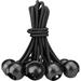 Bungee Balls Cord 6 inch Black Heavy Duty 10 Piece High Elastic Real Rubber for Outdoor Travelling Camping Tarp Shelter Cargo Projector Screen Tent Poles