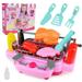 Kids BBQ Grill Toy Barbecue Kitchen Cooking Playset with Realistic Spray Light & Sound Play Food & Dishes Toy Pretend BBQ Accessories Set for Girls Boys Toddler