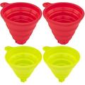 Silicone Collapsible Funnel Set 4 Both Wide & Narrow Tips - Oil Bottles Canning Jars Liquid Transfer Water Bottle