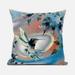 Curious Humming Bird Indoor/Outdoor Pillow with Removable Cover in Gray Orange Blue16x16