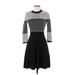 Eliza J Casual Dress - Sweater Dress: Black Argyle Dresses - Women's Size Small