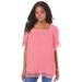 Plus Size Women's Embroidered Lace Crinkle Top by Roaman's in Salmon Rose (Size 22 W)