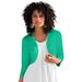 Plus Size Women's Bolero Cardigan with Three-Quarter Sleeves by Roaman's in Tropical Emerald (Size 5X) Shrug