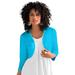 Plus Size Women's Bolero Cardigan with Three-Quarter Sleeves by Roaman's in Ocean (Size 2X) Shrug