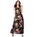 Plus Size Women's Sleeveless Crinkle Dress by Roaman's in Chocolate Painted Floral (Size 38/40)