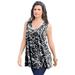 Plus Size Women's Swing Ultimate Tank by Roaman's in Black Textured Paisley (Size 42/44) Top