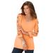 Plus Size Women's Lattice-Sleeve Ultimate Tee by Roaman's in Orange Melon (Size 14/16) Shirt