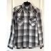American Eagle Outfitters Shirts | American Eagle Outfitters Shirt Men Med. Pearl Snap Long Sleeve Black/Gray Plaid | Color: Black/Gray | Size: M