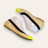 J. Crew Shoes | J. Crew Mila Leather/ Patent Leather Cap Toe Ballet Flats Sz 6.5 | Color: Tan/Yellow | Size: 6.5