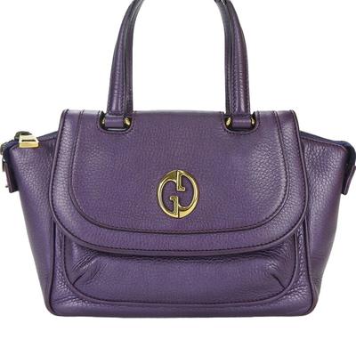 Gucci Bags | Gucci Handbag Gucci 282481 Gg Purple Leather Women's Mini Hand Bag Gold | Color: Purple | Size: Os