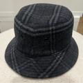 Burberry Accessories | Burberry Check Bucket Hat. Wool With Leather Trim Size Small | Color: Black/Gray | Size: Os