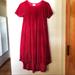 Lularoe Dresses | Lularoe Carly Ribbed Red Velvet High-Low Holiday Dress Size Xxs | Color: Red | Size: Xxs