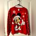 Disney Tops | Light Up Disney Mickey Christmas Santa Sweatshirt Size Xl | Color: Red/White | Size: Xl