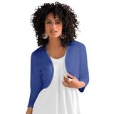 Plus Size Women's Bolero Cardigan with Three-Quarter Sleeves by Roaman's in Ultra Blue (Size 3X) Shrug