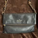 Kate Spade Bags | Kate Spade Women's Handbag Purse Black Leather Foldover Crossbody Chain Detail | Color: Black | Size: Os