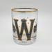 Anthropologie Dining | Anthropologie Bistro Tile Monogram “W” Initial Glass - Black With Gold Rim | Color: Black/Gold | Size: Os