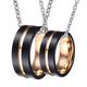 Gualiy Tungsten Steel Necklace, Matching Couples Necklaces Two-Tone Brushed Ring 8mm Necklace Women N 1/2 + Men X 1/2