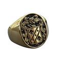myringshop Knights Knight Crest Ring Templar Knight Seal Stainless Steel Gold Plated