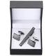 High-end tie clip, exquisitely carved cufflinks, Saxophone crystal cufflinks, tie clip, black square box set (metallic color: 5) ()