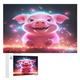 Cute Pig Wooden Jigsaw Puzzles 1000 Pieces Jigsaw Puzzle Family Activity Jigsaw Puzzles Educational Games for Adults And Kids Age 12 Years Up （75×50cm）