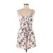 Abercrombie & Fitch Casual Dress - Mini Scoop Neck Sleeveless: Ivory Floral Dresses - Women's Size X-Small Petite