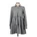 Zara Casual Dress - Shirtdress High Neck Long sleeves: Gray Dresses - Women's Size X-Small