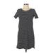 Hollister Casual Dress - Shift Scoop Neck Short sleeves: Black Print Dresses - Women's Size Large