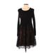 Bailey 44 Casual Dress - A-Line Scoop Neck Long sleeves: Black Print Dresses - Women's Size X-Small