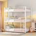 Isabelle & Max™ Full-Full-Full Triple Bed w/ Built-in Ladder, Divided into Three Separate Beds in White | 77.09 H x 52.99 W x 75.15 D in | Wayfair