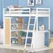 Harriet Bee Loft Bed w/ Ladder, Shelves & Desk Wood in White | 68.99 H x 59.99 W x 78.15 D in | Wayfair D0700CA8C5A24461B9865C74F5F50B97