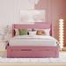 Mercer41 Lucan Solid Wood+MDF Bed Upholstered in Pink | 44.7 H x 65.4 W x 82 D in | Wayfair 46C852FA01EE46088C95D1E8E193D624