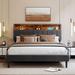 Latitude Run® Full size Platform Bed w/ Storage Headboard & USB Port Upholstered/Linen in Gray | 44.7 H x 63 W x 84.6 D in | Wayfair