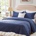 Latitude Run® 3 Pieces Navy Blue Boho Quilt Queen Size Bedding Set For All Seasons Polyester/Polyfill/Polyester/Satin in Blue/Navy | Wayfair