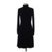 Ann Taylor Casual Dress High Neck Long sleeves: Black Solid Dresses - Women's Size 8