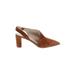Cole Haan Heels: Slingback Chunky Heel Casual Brown Solid Shoes - Women's Size 10 - Pointed Toe