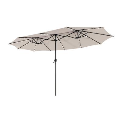 Costway 15 Feet Twin Patio Umbrella with 48 Solar ...