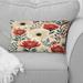 Designart "Red And Beige Retro Floral Pattern" Floral Printed Throw Pillow