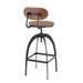 Industrial Metal Mid-Back Barstool with Wood-Pressed Grain Bamboo