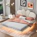 Nestfair Full Size Upholstery LED Floating Bed with PU Leather Headboard and Support Legs