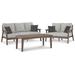 Signature Design by Ashley Emmeline Brown/Beige 3-Piece Outdoor Seating Package - 77"W x 28"D x 36"H