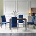 5-Piece Dining Set w/ Velvet High Back Dining Chair, MDF Dining Table