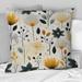 Designart "Nordic Yellow Simplicity Floral Grace" Floral Printed Throw Pillow