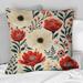 Designart "Red And Beige Retro Floral Pattern" Floral Printed Throw Pillow