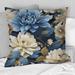 Designart "Blue And White Blooming Floral Pattern" Floral Printed Throw Pillow