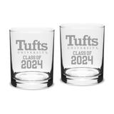 Tufts University Jumbos Class of 2024 14oz. Two-Piece Classic Double Old Fashioned Glass Set