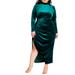 Plus Size Women's Mock Neck Velvet Dress With Slit by ELOQUII in Eden (Size 16)