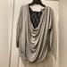 Nine West Tops | Gray Gathered Long Sleeve Top Over A Black Lace Underlay. Nine West Size Medium | Color: Black/Gray | Size: M