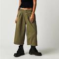 Free People Pants & Jumpsuits | Free People 0 Pants Hard Rain Gaucho Trousers Wide-Leg Washed Pine Cotton Nwot | Color: Green | Size: 0