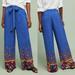 Anthropologie Pants & Jumpsuits | Anthropologie Ett:Twa Blue Floral Printed Wide Leg Pants 8 | Color: Blue | Size: 8